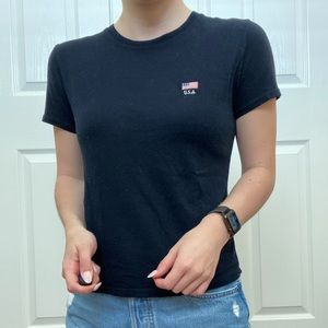Brandy Melville navy blue cropped tee